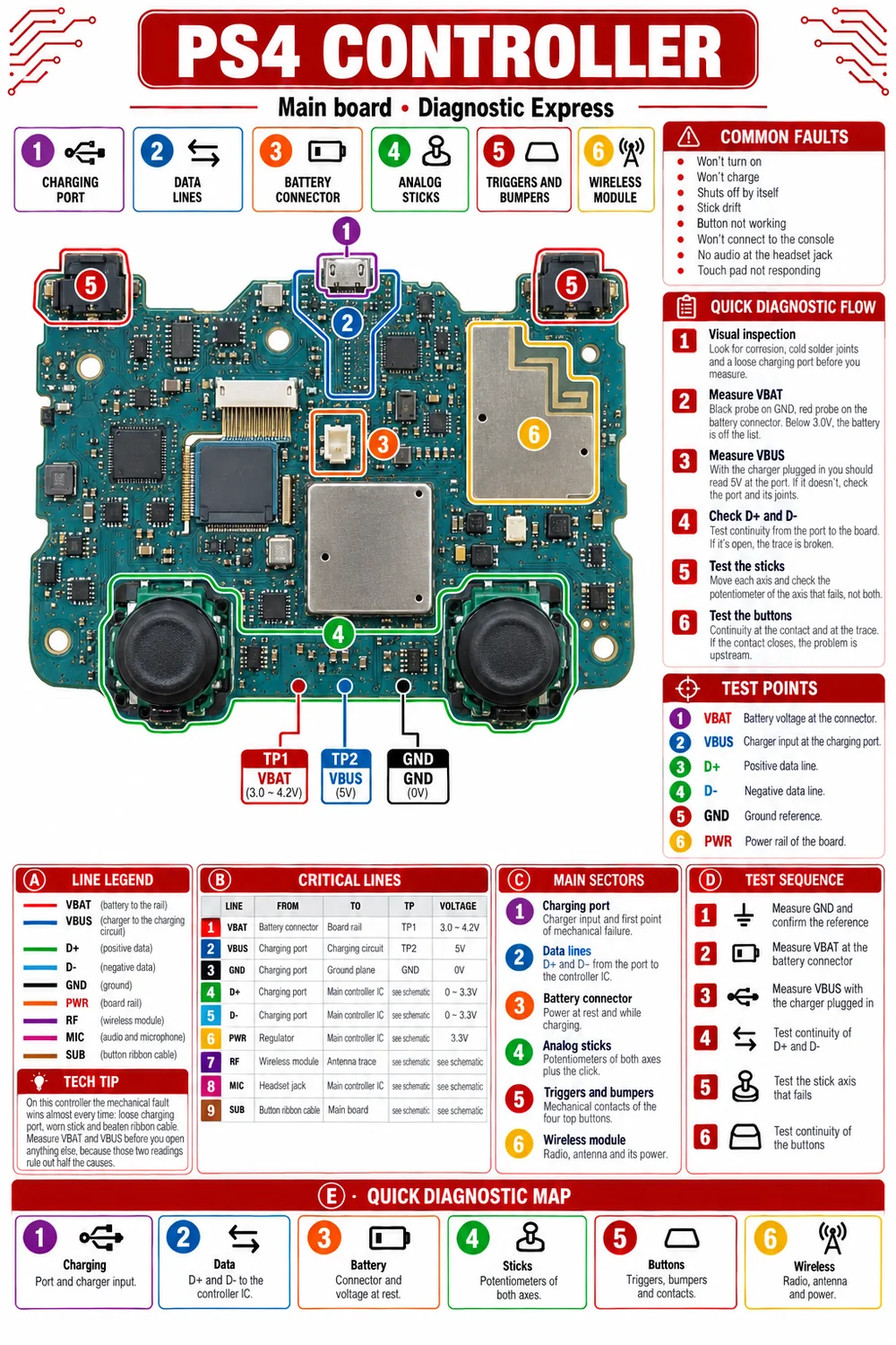 Card: PS4 controller board map